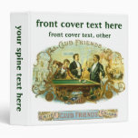 Vintage Cigar Label Art Club Friends Shooting Pool 3 Ring Binders