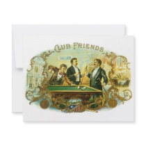 Vintage Cigar Label Art Club Friends Shooting Pool Announcement