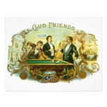 Vintage Cigar Label Art Club Friends Shooting Pool Announcement