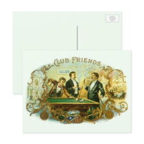 Vintage Cigar Label Art Club Friends Shooting Pool Postcards
