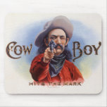 Vintage Cigar Label Art, Cowboy Hits the Mark Mouse Pads