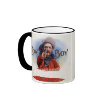 Vintage Cigar Label Art, Cowboy Hits the Mark Coffee Mugs