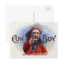 Vintage Cigar Label Art, Cowboy Hits the Mark Postcard