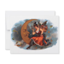 Vintage Cigar Label Art; Moon with Victorian Fairy Custom Announcements