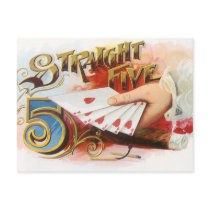 Vintage Cigar Label Art, Staight Five Casino Game Postcard