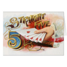 Vintage Cigar Label Art Straight Flush with Hearts Card