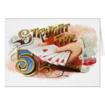 Vintage Cigar Label Art Straight Flush with Hearts Cards