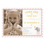Vintage Circus Elephant - 7th Birthday Custom Announcements