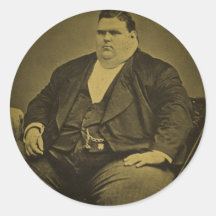 Vintage Circus Freak Sideshow Fat Man Round Sticker