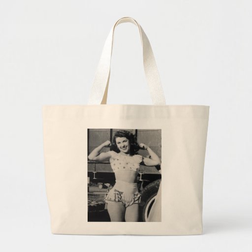 Vintage Circus Muscle Girl Photo Canvas Bag