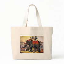 Vintage Circus Poster Art - Performing elephant Canvas Bags