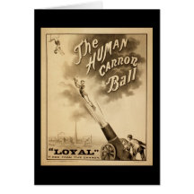 Vintage Circus Poster Human Canon Ball circa 1879 Greeting Cards