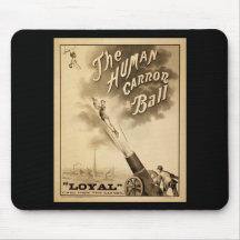 Vintage Circus Poster Human Canon Ball circa 1879 Mouse Pad
