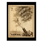 Vintage Circus Poster Human Canon Ball circa 1879 Post Card