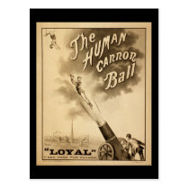 Vintage Circus Poster Human Canon Ball circa 1879 postcards