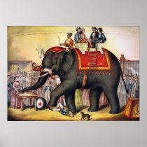 Vintage Circus Poster - Performing elephant