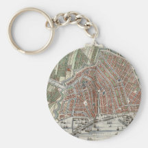 Vintage city map of Amsterdam Key Chains