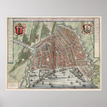 Vintage city map of Amsterdam Print