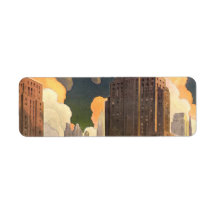Vintage City, T1 Duplex Train on Railroad Tracks Return Address Label