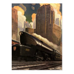 Vintage City, T1 Duplex Train on Railroad Tracks Post Cards
