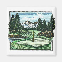 Vintage classic golf course decorative magnet