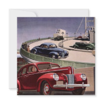 Vintage Classic Sedan Cars Driving on the Freeway Invitations