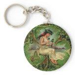 Vintage Clover Girl Irish Lass Ireland Key Chain