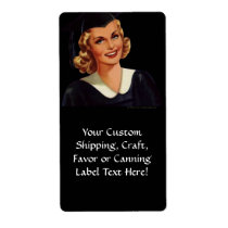 Vintage College Co-Ed Graduation Woman Custom Shipping Labels