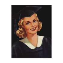 Vintage College Co-Ed Graduation Woman Post Cards