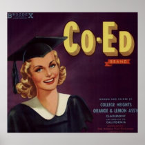 Vintage College Co-Ed Graduation Woman Posters