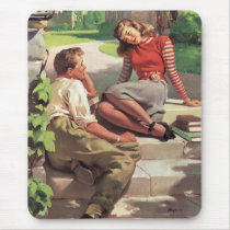 Vintage College Coeds in Love Mouse Pads