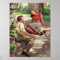 Vintage College Coeds in Love Posters