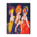 Vintage Colourful Deco Women with Jewellery postcards