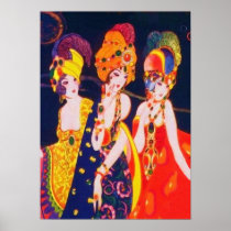 Vintage Colourful Deco Women with Jewellery