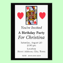 Vintage Colourful Ornate Queen of Hearts Birthday invitations