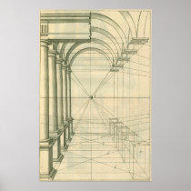 Vintage Columns Perspective by Henricus Hondius Poster