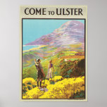 Vintage Come to Ulster British Isles Travel Poster