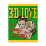 Vintage Comic Book Art - 3D LOVE Postcard