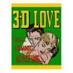 Vintage Comic Book Art - 3D LOVE Postcard