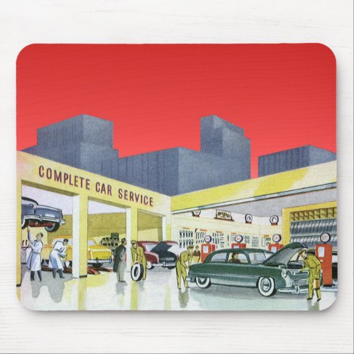 Vintage Complete Car Service Garage Auto Mechanics Mouse Pads