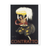 Vintage Contratto Champagne Poster Art print Postcards