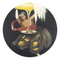 Vintage Contratto Champagne Poster Art print Round Stickers