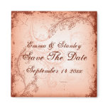 Vintage coral scroll leaf Save the Date magnets