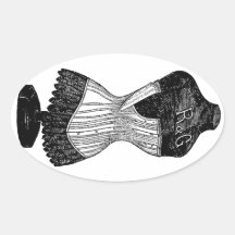 Vintage Corset dress form Oval Sticker