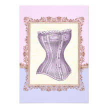 Vintage Corset Lingerie Victorian Bridal Shower Custom Announcement