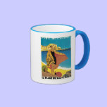 Vintage Corsica French beach travel ad mugs