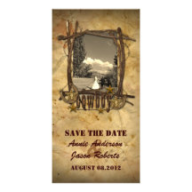Vintage country cowboy wedding  photocard photo card template