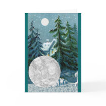 Vintage Country Snow Scene Christmas Card cards