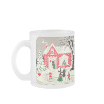 Vintage Countryside Greetings Frosted Glass Mug