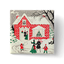 Vintage Countryside Greetings Square Button